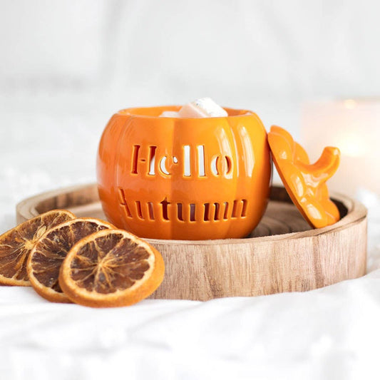 Hello Autumn Fall Pumpkin Oil Burner and Wax Warmer