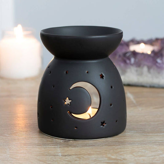 Black Mystical Moon Cut Out Oil Burner and Wax Warmer