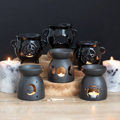 Black Mystical Moon Cut Out Oil Burner and Wax Warmer